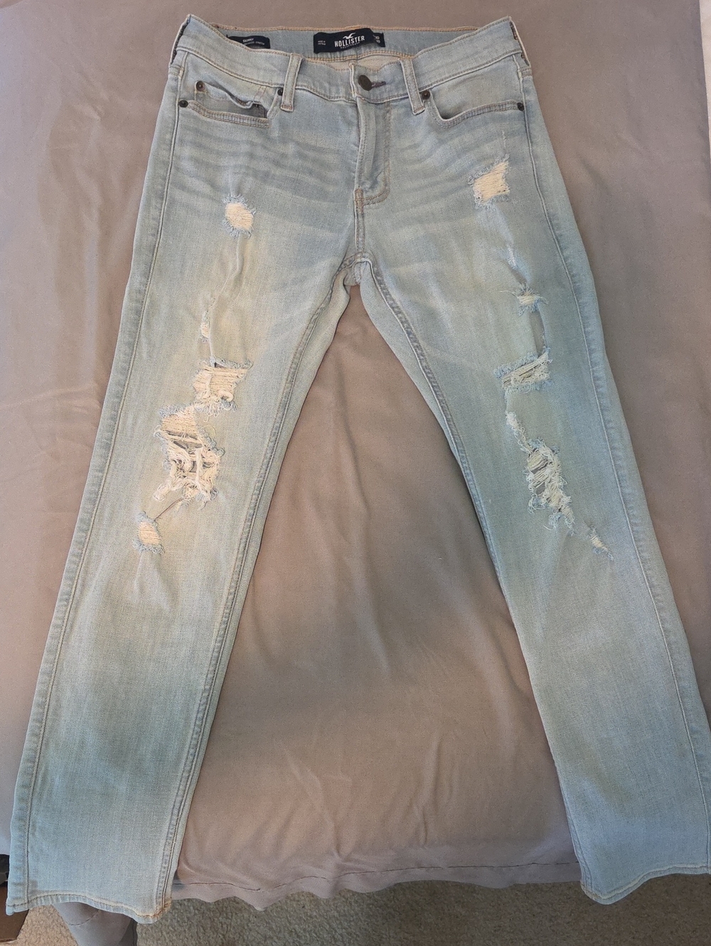 Hollister Light Wash Distressed Skinny Jeans